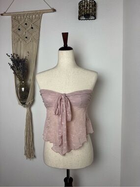 Cider Blush Pink Strapless Tie-Front Crop Top